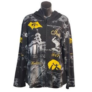 P. Michael Iowa Hawkeyes Women's Black Hooded Zip-Up Jacket Size L